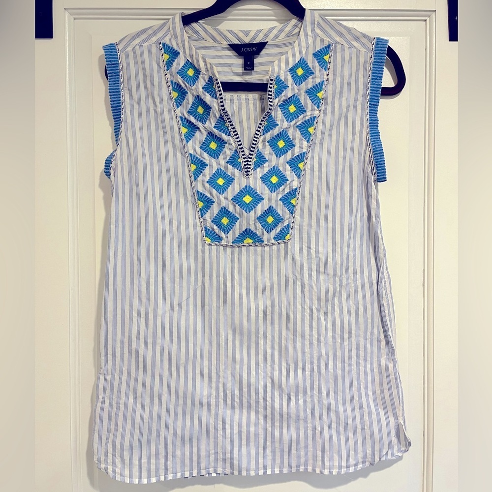 J Crew embroidered sleeveless blouse